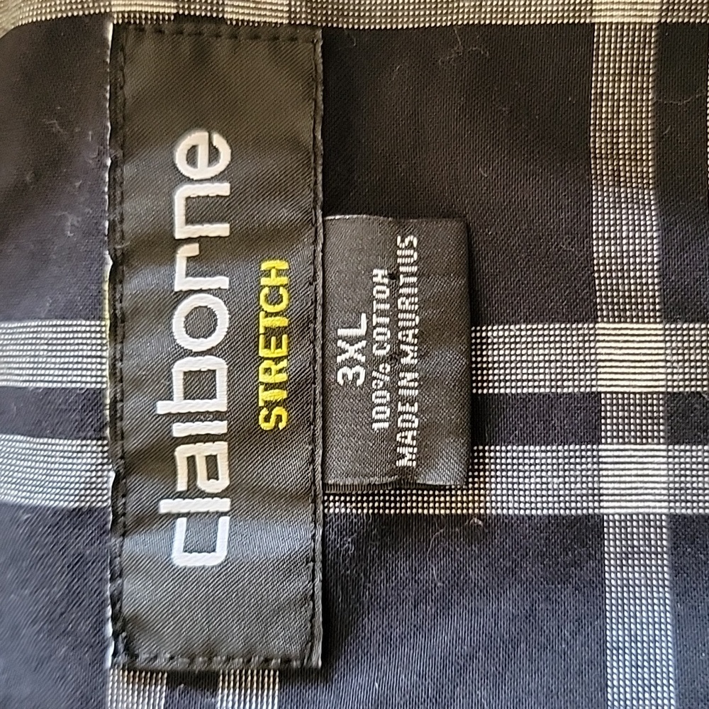 Claiborne Men's 100% Cotton Stretch Plaid Long Sleeve Button down blk&Wht 3XL - Picture 6 of 7